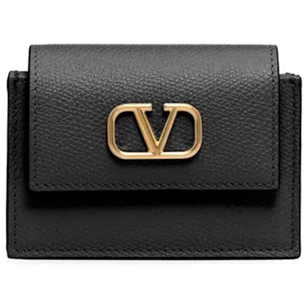 Valentino Garavani V-Logo Signature Leather Card Case in Black Brand New w/tags